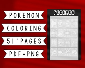 Pokémon 51 páginas, esboço para colorir PDF/PNG de alta qualidade