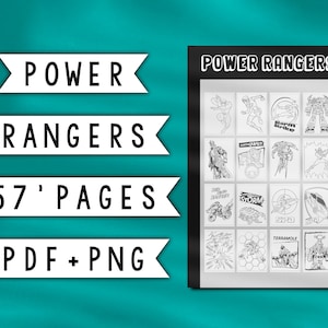 Power Rangers 57 prachtige geïllustreerde digitale hoge kwaliteit zwart-wit