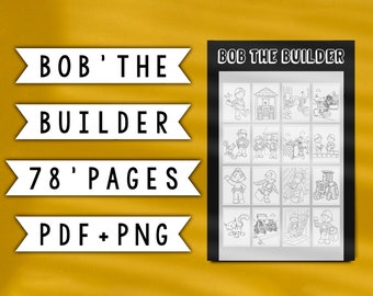 BoB The Builder 78 Coloring Bundle 78 Lindo ilustrado digital de alta qualidade preto e branco