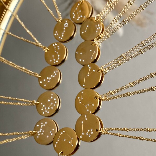 Collier astrologique, collier personnalisée, collier acier, collier pièce, collier fin, disque astro, collier simple, cadeau anniversaire