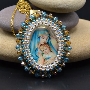 Mary with Baby Jesus Virgin Mary and Jesus sacred necklace necklace pendant medal sacred charm