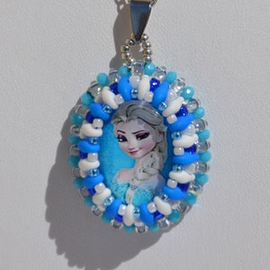 Collana frozen elsa anna disney(18x25mm) principesse Cartoons Cartoni animati Disney Princesses ciondolo pendente incastonato a mano charms