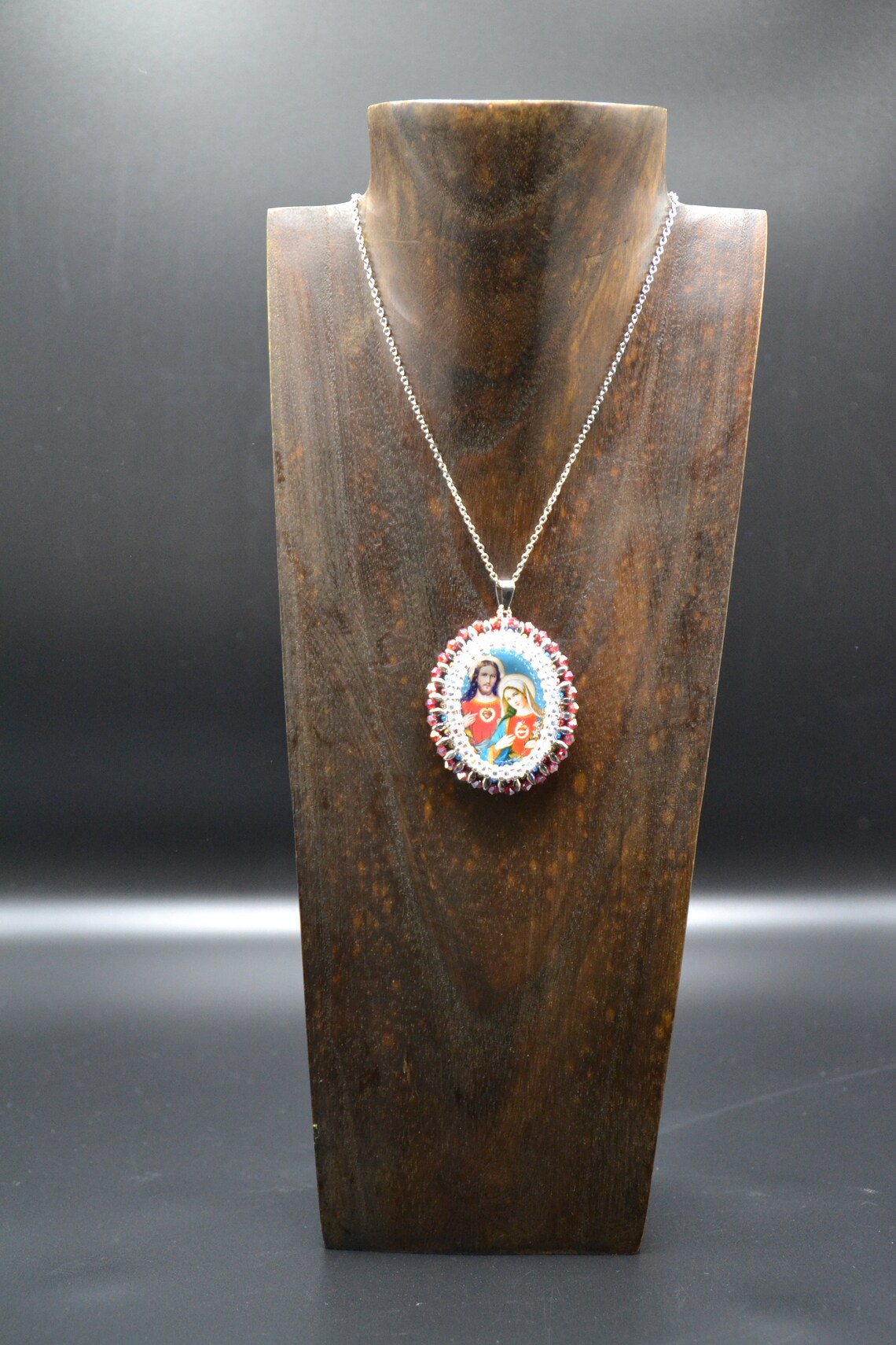 Collana Religiosa HZMAN Vergine Maria Con Gesù – Medaglietta In Acciaio Inox, Catena 60 Cm, Unisex, Regalo Cristiano - 2