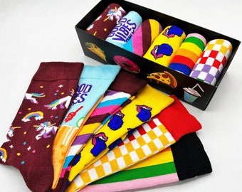 Pride Rainbow Colorful Funny Socks Pack of 6, Super Cute Socks Set