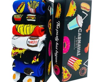 7 Pack Fast Food |Design Sock|Unisex Socks|Casual crew Socks|Fun Socks|Crazy Socks|Cool Socks|gift idea|Birthday Gift Socks |