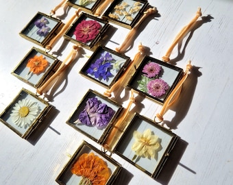 Birth Flower Pressed Flower Gold Frame, Recycled Glass, Botanical Gift