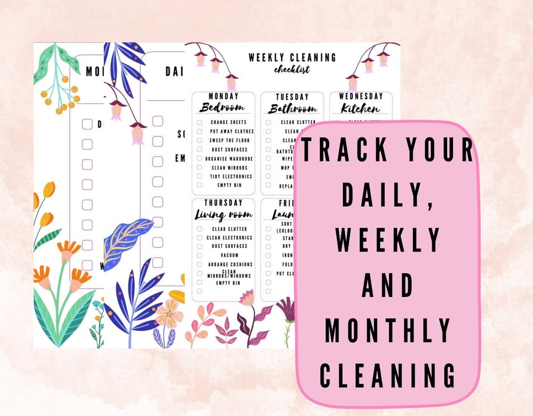 Printable Weekly Cleaning Checklist, ADHD Cleaning Schedule, Cleaning ...