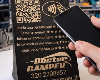 Custom QR Code + NFC Review Stand | Google Review Support | NFC Store Sign | 3D Printed QR Holder | Business Review Sign