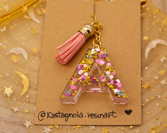 letter key ring in resin - customizable - various colors available