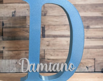 Personalized name + Large initial printed in 3D, 3D writing, Name for event, party, birthday, baptism, confirmation, communion 18 years