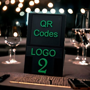 Segnatavolo personalizzabile per ristoranti - pub -pizzerie- bar con QR code in 3d, stand menu qr