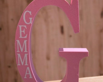 Decorative initial letter with personalized name to stand or hang. Party-communion-18th birthday-baptism -Children's room,