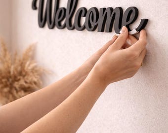 3D Welcome Wall Sign | Modern Entryway Decoration | Personalized Embossed Name | Minimalist Home Decor | Home Gift Idea