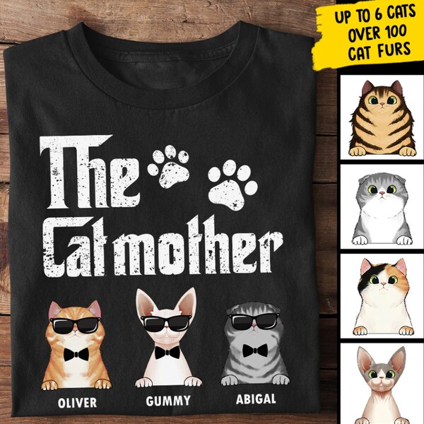 Personalized The CatMother Mothers Day Shirt Gift For Cat Mom, Custom Cats Name Shirt For Cat Mom, Cute Cat Mother Wear Sunglasses Shirt