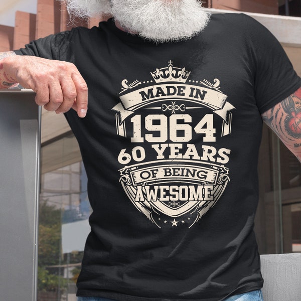 Vintage Made In 1964 Limited Edition 60 Years Of Being Awesome Birthday Men Shirt, Born In 1964 60 Years Old Shirt, 60th Birthday Party Gift