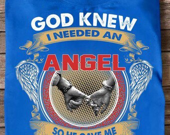 Vintage God Knew I Needed An Angel So He Gave Me My Wife Shirt, Husband Shirt Gift, Husband Tee Gift From Wife, Perfect Loving Wife Tee Gift