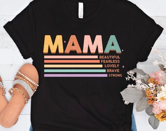 Vintage maman belle intrépide belle courageuse chemise cadeau pour la fête des mères, chemise de vie de maman, cadeau de fête des mères pour maman de fils enfants