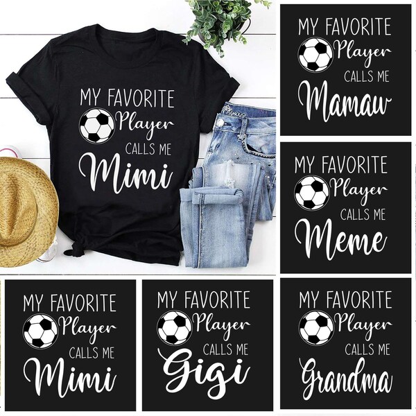 Personalized Soccer My Favorite Player Calls Me Mimi T-Shirt, Custom Soccer Grandma Shirt, Unique Soccer Family Member Gifts, Soccer Dad Top