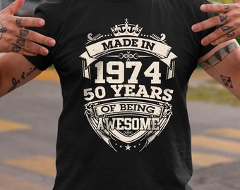 Vintage Made In 1974 Limited Edition 50 Years Of Being Awesome Birthday Men Shirt, Born In 1974 50 Years Old Shirt, 50th Birthday Party Gift