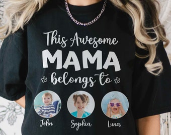 Chemise photo personnalisée pour cette maman géniale, visage d'enfant, cadeau de chemise fête des mères des enfants à maman mère, chemise photo enfant personnalisée