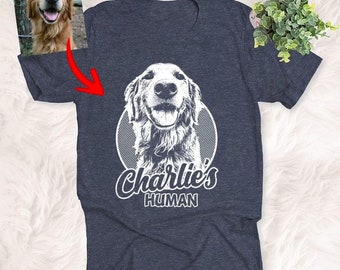 Papa chien personnalisé avec photo de visage de chien sur la chemise, cadeau chemise photo chien personnalisé pour chien papa maman amant propriétaire, cadeau chemise homme chien pour lui