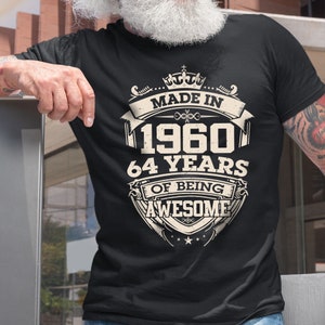 Vintage Made In 1960 Limited Edition 64 Years Of Being Awesome Birthday Men Shirt, Born In 1960 64 Years Old Shirt, 64th Birthday Party Gift