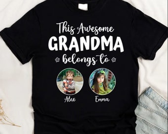 Photo de petits-enfantsCette grand-mère géniale appartient à un t-shirt personnalisé, une chemise personnalisée avec une image de petits-enfants pour Mimi, Gigi, Nana, cadeau de fête des mères