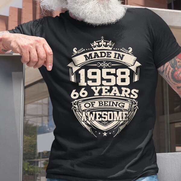 Vintage Made In 1958 Limited Edition 66 Years Of Being Awesome Birthday Men Shirt, Born In 1958 66 Years Old Shirt, 66th Birthday Party Gift