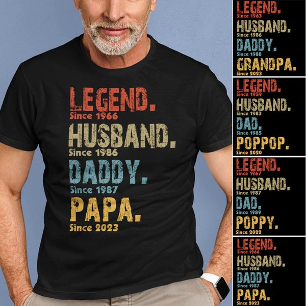 Vintage Legend Husband Daddy Papa Since Personalized T-Shirt Gift For Grandpa, Legend Grandpa Shirt, Xmas Gift Shirt For Dad Papa Grandpa