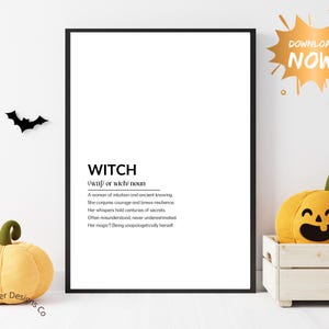 Witch Definition Halloween Print: Spooky Gothic Wall Art (Digital Download)
