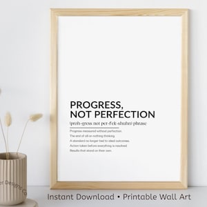 Progress, Not Perfection – Minimalist Wall Art | Personal Growth Decor