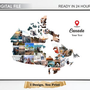 Canada Map Photo Collage, Canada Travel Gift, Map Photo Collage, Travels Gift, Canada Printable Gift, Canada Collage, Canada Print