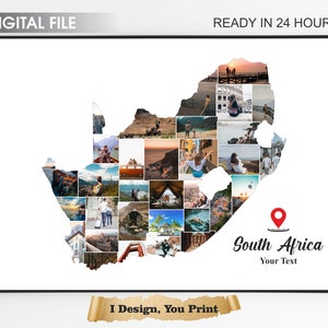 Südafrika Karte Fotocollage, Südafrika Reisegeschenk, Karte Fotocollage, Reisegeschenk, Südafrika druckbares Geschenk, Südafrika Collage