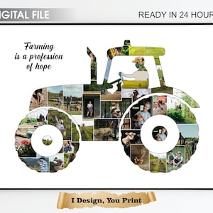 Farmer photo Collage, Farming Gift for Grandpa, Tractor Photo collage, Grandpa photo gift, Dad Farming Gift,  Farmer gift, Farming Wall art