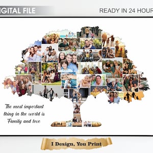 Family Tree Collage, photo tree collage, Family photo collage, digital family photo, photo collage for family,  photo collage of tree