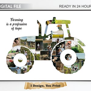 Farmer photo Collage, Farming Gift for Grandpa, Tractor Photo collage, Grandpa photo gift, Dad Farming Gift,  Farmer gift, Farming Wall art