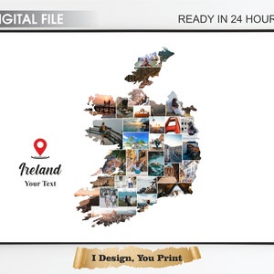 Irland Karte Fotocollage, Irland Reisegeschenk, Karte Fotocollage, Irland Collage, Irland Geschenk, Irland druckbares Geschenk