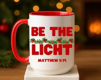 Be the Light Mug, Matthew 5:14 Bible Verse Mug, Christian Coffee Cup, Inspirational Faith Gift, Religious Scripture Mug, Coffee Mug