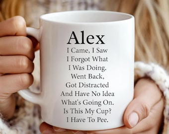 Custom Name Funny Story Mug, I Came I Saw I Forgot Personalized Cup, Long Joke Coffee Mug, Humor Gift for Men Women Office, Coffee Mug Gift