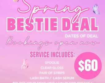 Volantino per offerte Bestie, prenotazione ciglia, prenotazione capelli (modello Canva)