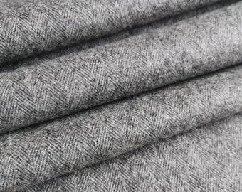 3.2 Yards Vintage Grey Wool Herringbone Fabric Coat Jacketing Vest Suit Fabric