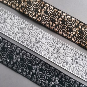 Jacquard Ribbon Trim Woven Trim 32mm Gold Silver Black White DIY Crafting Sewing Trim