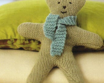Easy Knit Bear Knitting Pattern Instant PDF Download Knitted DIY Teddy Bear Animal Toy for Beginners Vintage