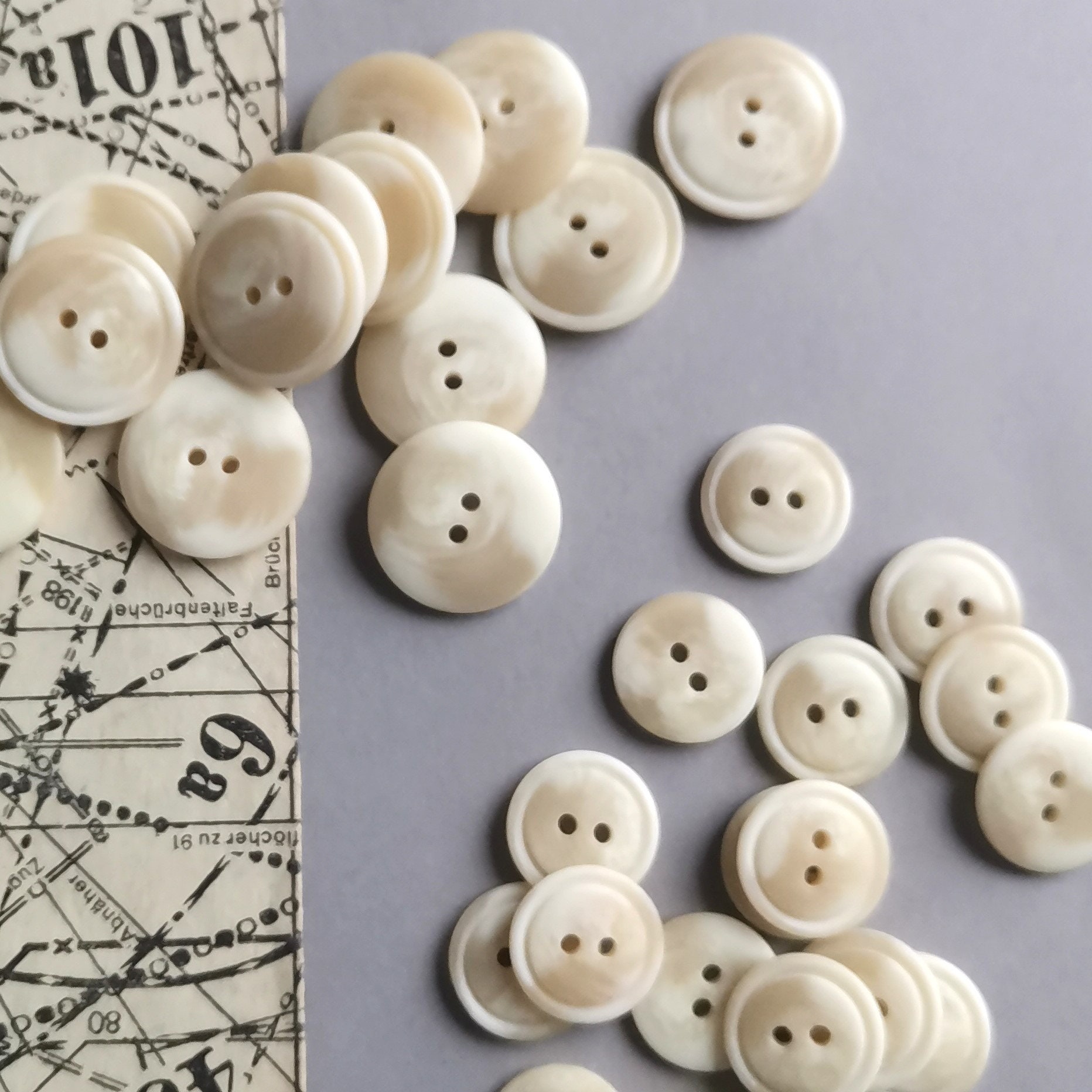Ivory Beige 2 Hole Buttons for Coat Jacket Trench Shirt 23mm 18mm Flat ...