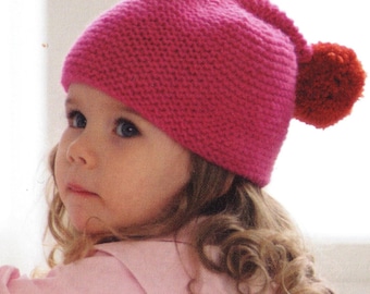 Garter Stitch Baby Beanie Hat Knitting Pattern 1 - 5 Years Instant PDF Download Toddlers Childrens Hat