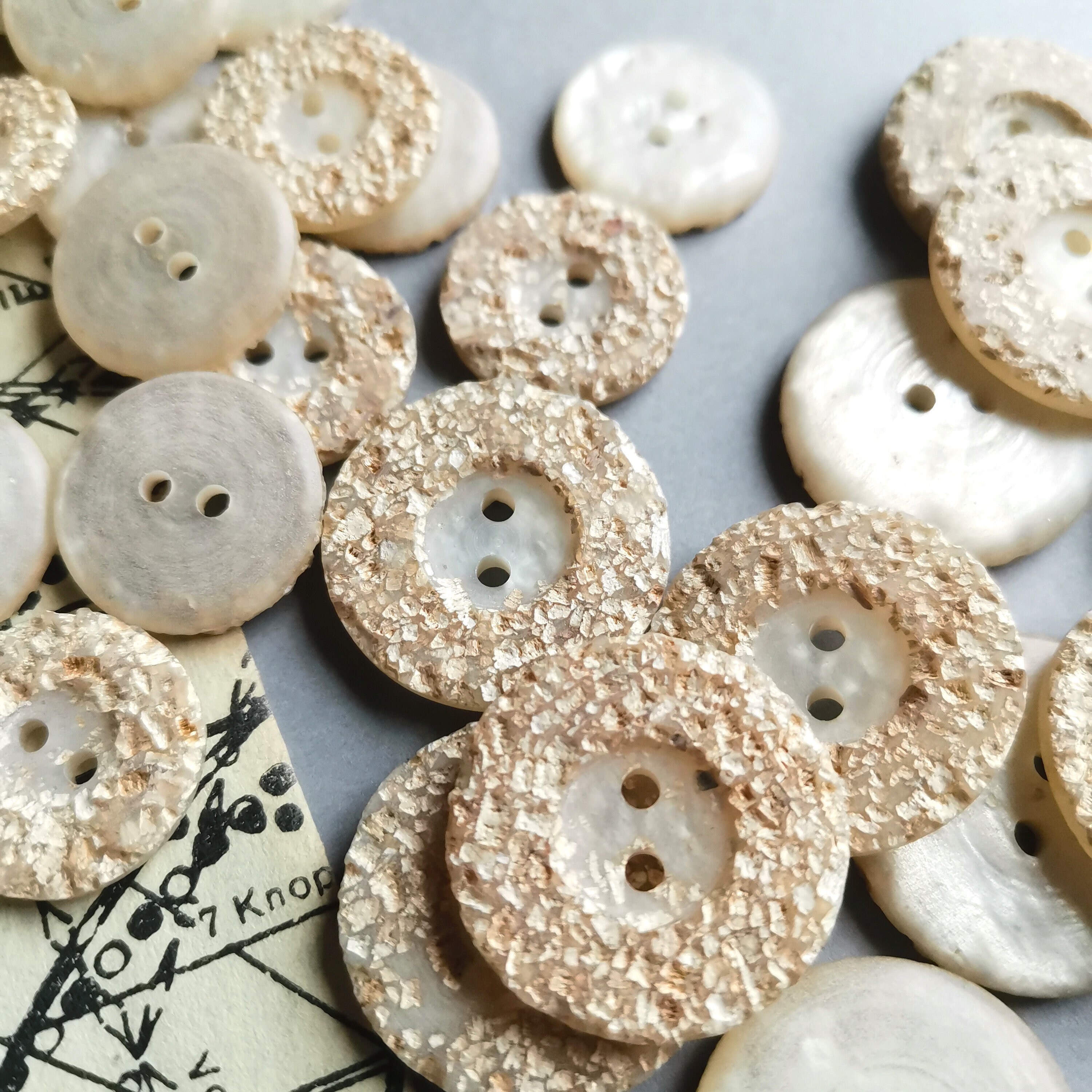 Beige Textured Buttons 23mm 18mm Two Hole Buttons for Coat Jacket ...