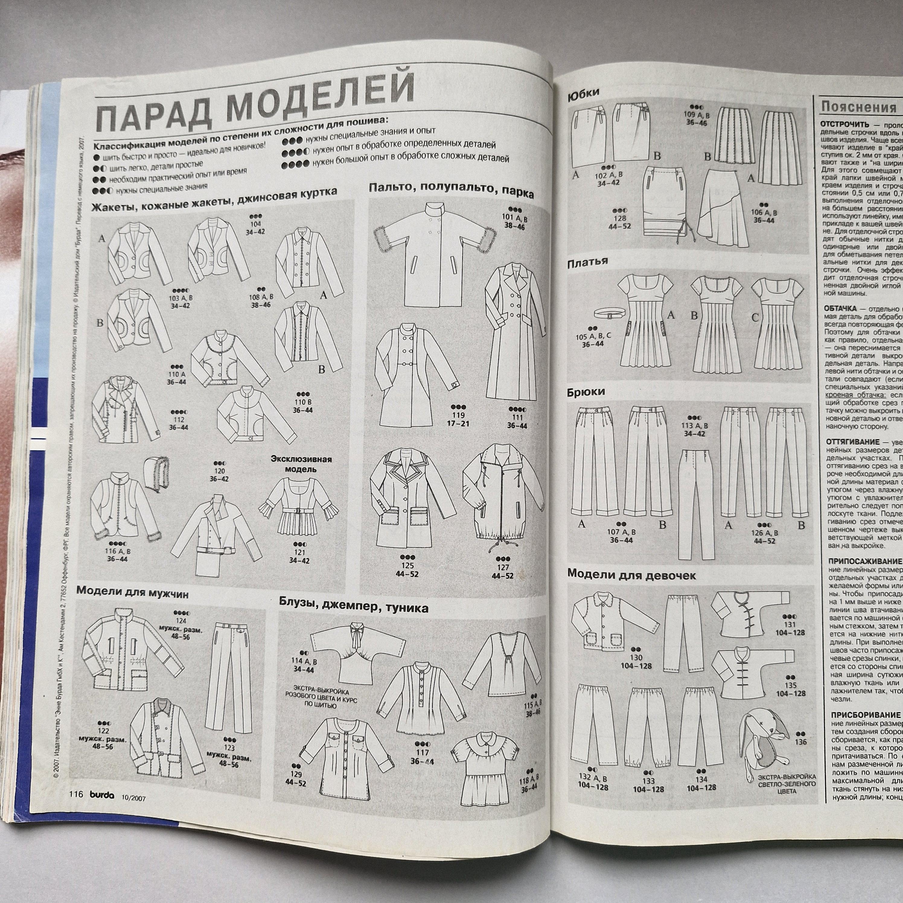 BURDA Moden Sewing Pattern Magazine Sewing Instructions Cutting Sheets ...