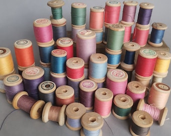 Vintage Wooden Spools Cotton Sewing Thread Bobbins