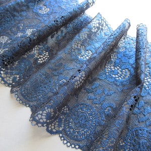 Victoria Secret Blue Stretch Lace Trim Double Edge Galloon Lace 17.5 cm / 7&quot; Underwear Bra Sewing Lace Lingerie Dress Making
