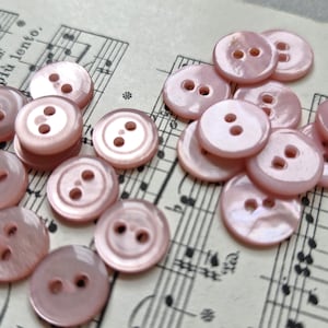 10pcs Pink Pearlized Buttons 11mm 13mm 2 Hole Buttons for Shirt Dress Skirt Blouse Flat Back Round Buttons for Baby Kids Doll Clothes